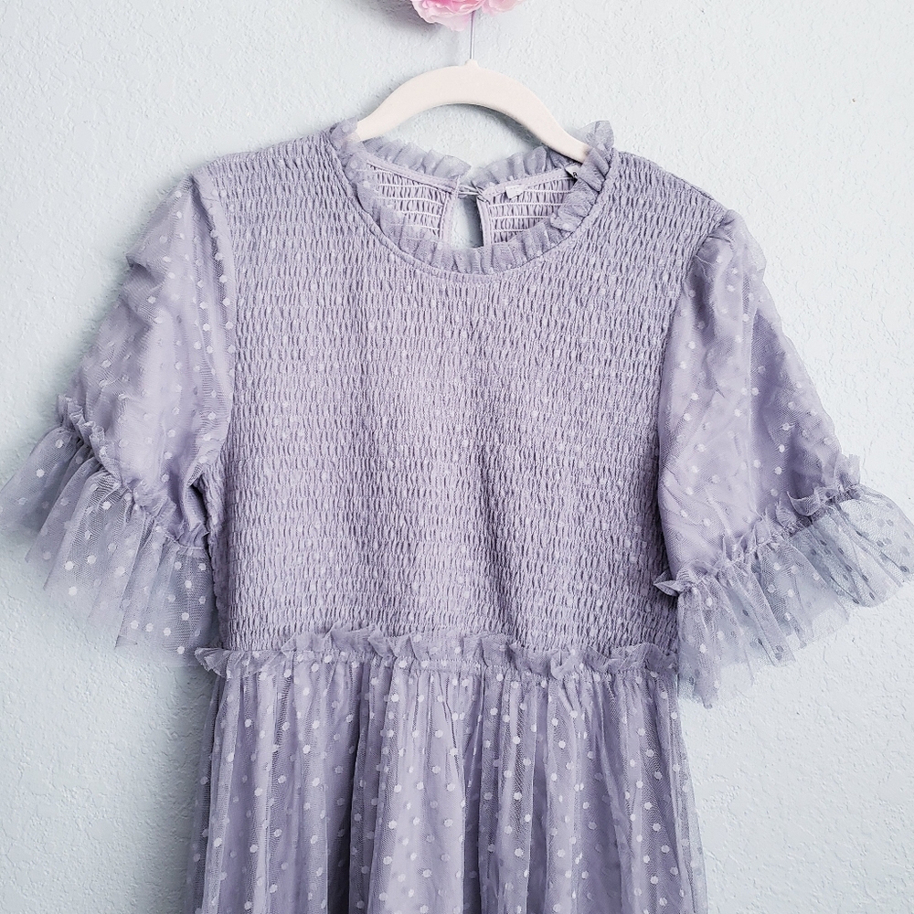 Baltic Born Lysandra Dusty Slate Smocked Dot Dress - Picture 3 of 6